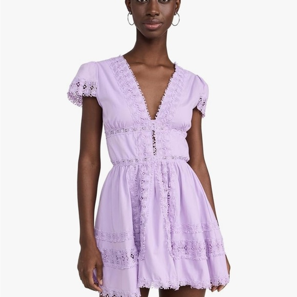 Peixoto Purple Ruffled Tiered Mini Dress - Picture 1 of 4